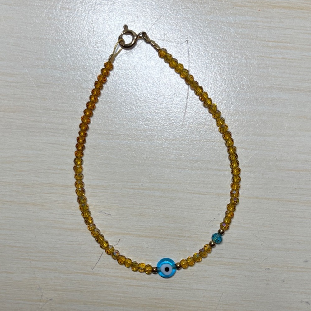 Yellow Evil Eye Beaded Bracelet